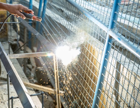 welding steel of out door in new houseの写真素材