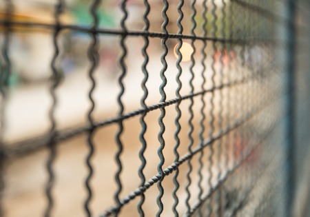 od style of steel fence door inside streetの写真素材