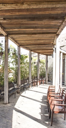 chairs for wait to eating side walkwayの写真素材