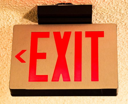 exit sign at a hotelの写真素材