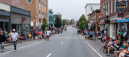 Rockland, Maine, USA - 5 August 2018: People start to line the streets of Rockland Maine to enjoy...