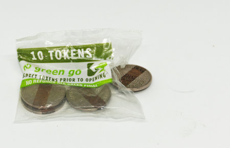 Babylon, New York, USA - 2 August 2018: A ten pack bag of subway tokens from philadelphias septa...
