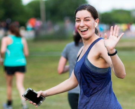 Kings Park, New York, USA - 17 June 2019: runners moments after the start of the summer series 10K...