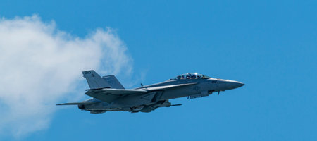 Wantaugh, New York, USA - 24 May 2019: The United States Navy FA-18 Super Hornet tactical...