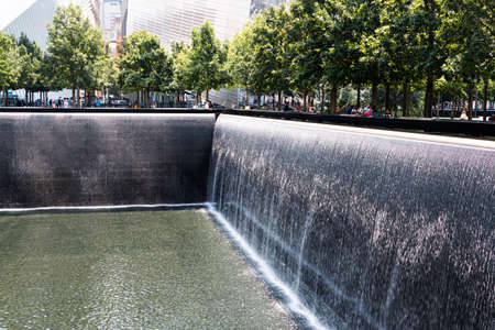 New York City, New York, USA - 28 July 2021: View of the reflecting pools memorial made from the footprint of the twin towers.のeditorial素材