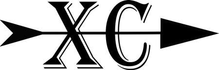 Cross country running logo XC in black with a black arrow.の写真素材