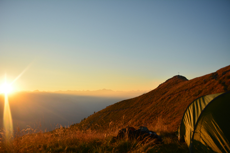 Camping over Locarnoの写真素材