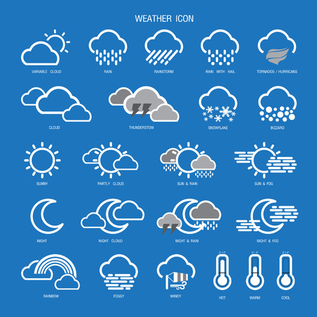Weather Icon Outline Set Collection.Vector illustration.のイラスト素材