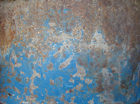 Background blue and brown, Iron rusty surface of steelの写真素材