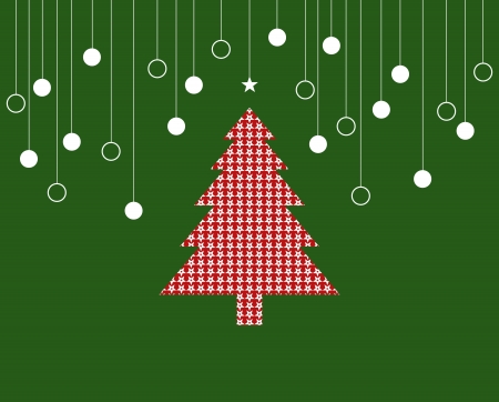 Christmas card with tree and christmas ballのイラスト素材
