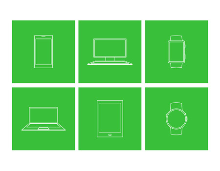 Thin lines icon of devicesのイラスト素材