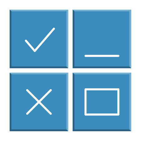 Four classic, basic, square blue button on white backgroundのイラスト素材