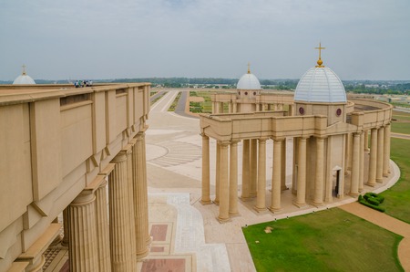 Yamoussoukro, Ivory Coast - February 01 2014: Famous landmark Basilica of our Lady of Peace, African Christian cathedralのeditorial素材