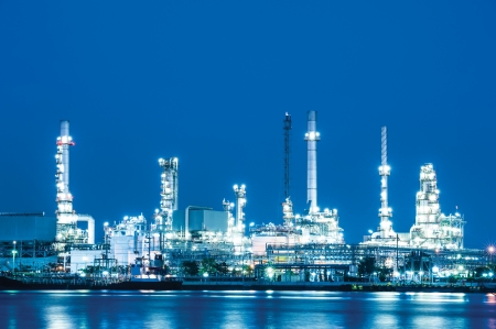 Oil refinery at twilightのeditorial素材