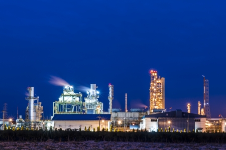 Oil refinery at twilightのeditorial素材