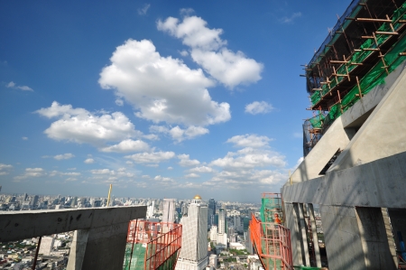 Construction site at top of buildingの写真素材