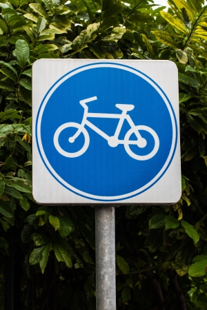 Bicycle way sign in the parkの写真素材