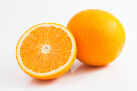 Oranges on white isolated backgroundの写真素材