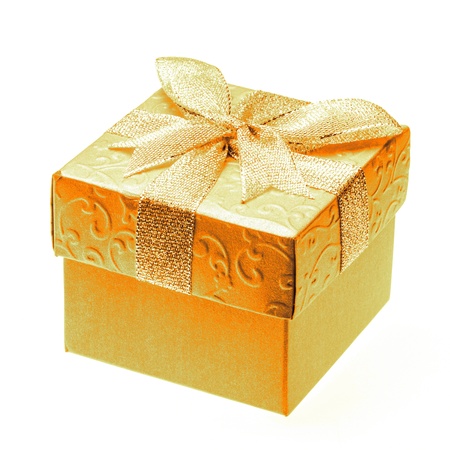 Square box decorated with silver paper and ribbonの写真素材