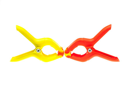 Isolated of colorful clips on the white backgroundの写真素材