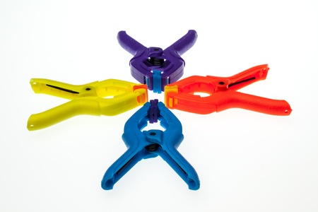 Isolated of colorful clips on the white backgroundの写真素材