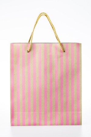 Paper shopping bag in America flag design on white backgroundの写真素材