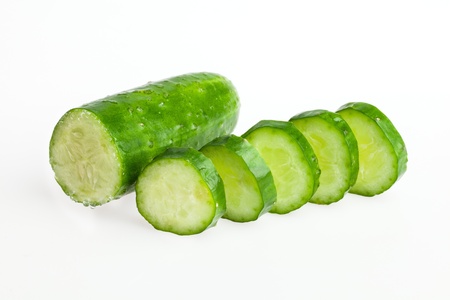 Close-up of slided Japanese cucumberの写真素材