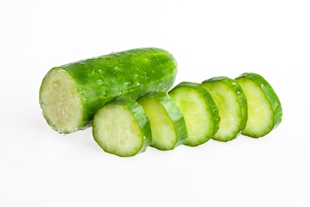 Close-up of slided Japanese cucumberの写真素材
