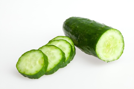 Close-up of slided Japanese cucumberの写真素材