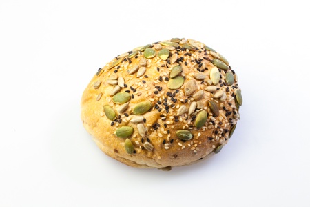 Whole wheat bun with variety grains.の写真素材