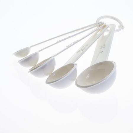 Close up of white kitchenware setsの写真素材