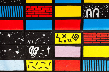 Texture of colorful wall beside street in downtown