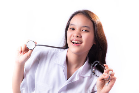 Smiling young woman doctorの写真素材