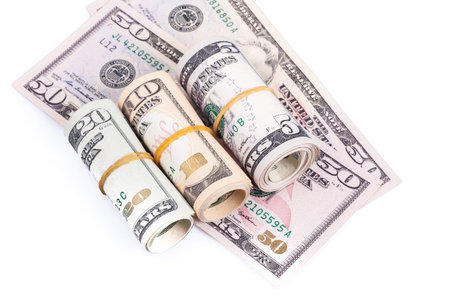 Pile of banknote on white background