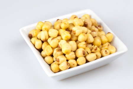 Dry lotus seed in square shape white plateの写真素材