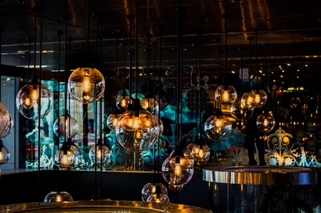 Group of light bulb decorationの写真素材