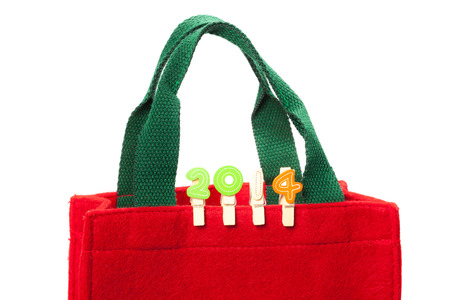 X'mas shopping bag with number 2014 decorated in X'mas themeの写真素材