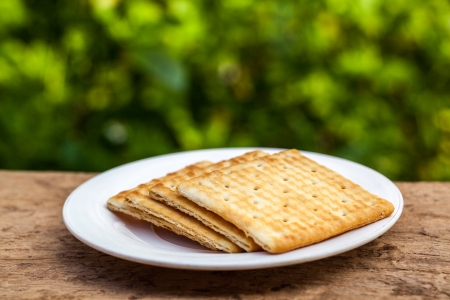 Tasty biscuits in white plateの写真素材