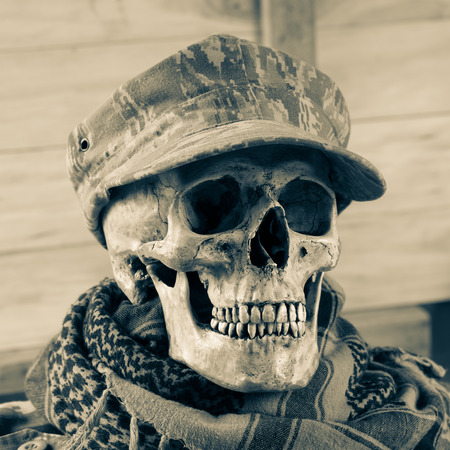 Skull soldier with shemagh clothの写真素材