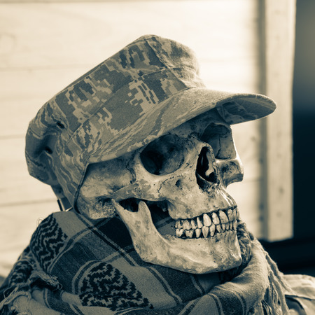 Skull soldier with shemagh clothの写真素材