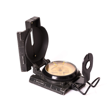 Military compass on isolated white backgroundの写真素材