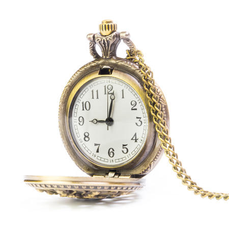 old pocket watch on white backgroundの写真素材