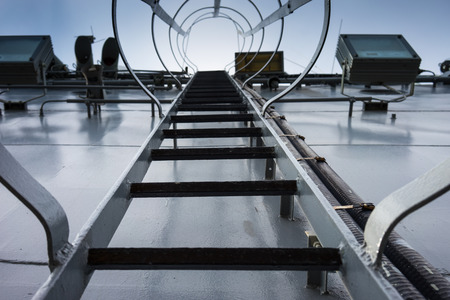 Steel ladder in battle shipの写真素材