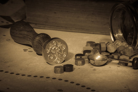Vintage parchment with wax sealの写真素材