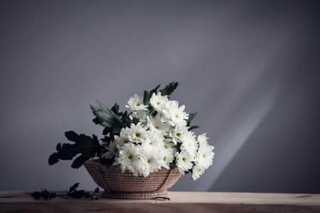 Still life with beautiful white flowers
