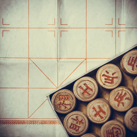Traditional chinese chess on chess board.の写真素材