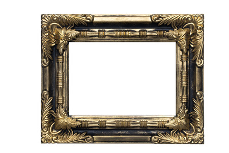 antique golden frame isolated on white backgroundの写真素材
