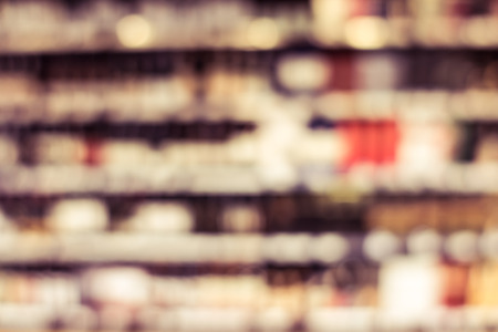 defocus or blur of beverage shelf, line of wine bottle, use of backgroundの写真素材