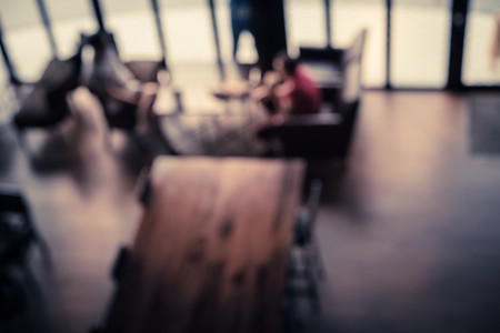 Blur or Defocus image of Coffee Shop or Cafeteria for use as Backgroundの写真素材