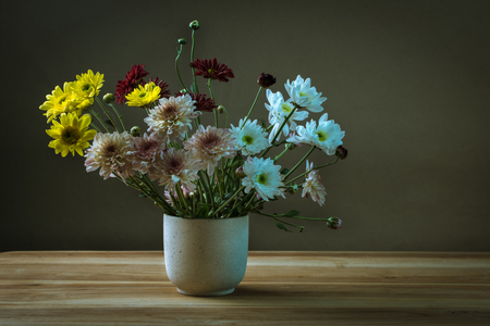 Still life, flower brunch on wooden backgroundの写真素材